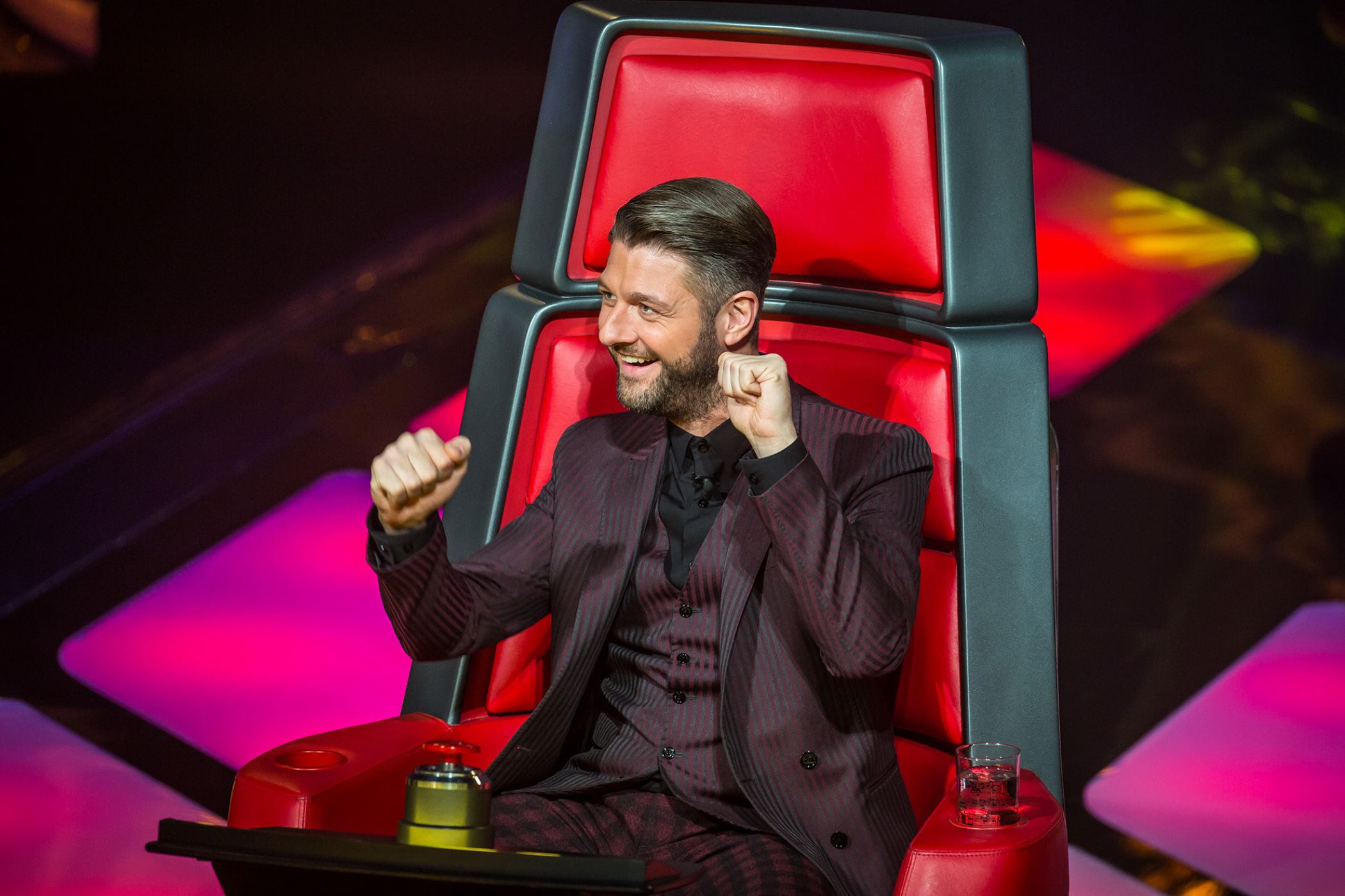 Pendant l'enregistrement de l'émission La Voix à Montréal